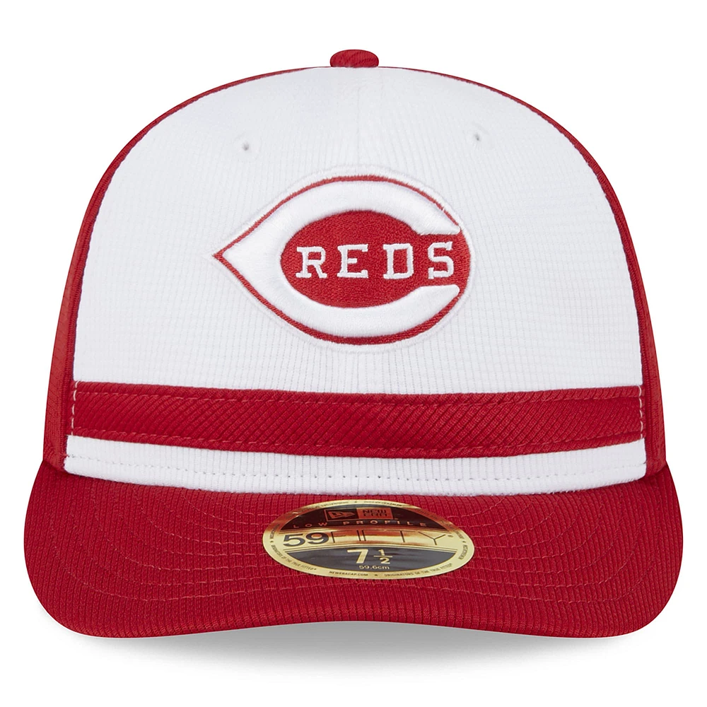 Men's New Era  White Cincinnati Reds 2025 Batting Practice Low Profile 59FIFTY Fitted Hat