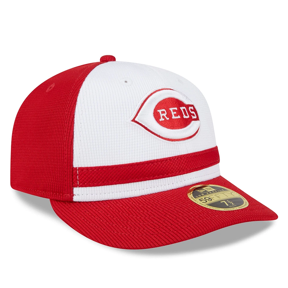 Men's New Era  White Cincinnati Reds 2025 Batting Practice Low Profile 59FIFTY Fitted Hat