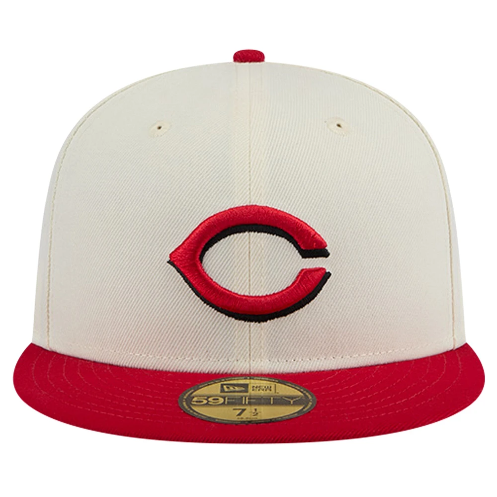 Men's New Era White Cincinnati Reds Chrome 59FIFTY Fitted Hat
