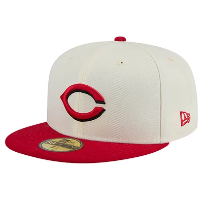Men's New Era White Cincinnati Reds Chrome 59FIFTY Fitted Hat