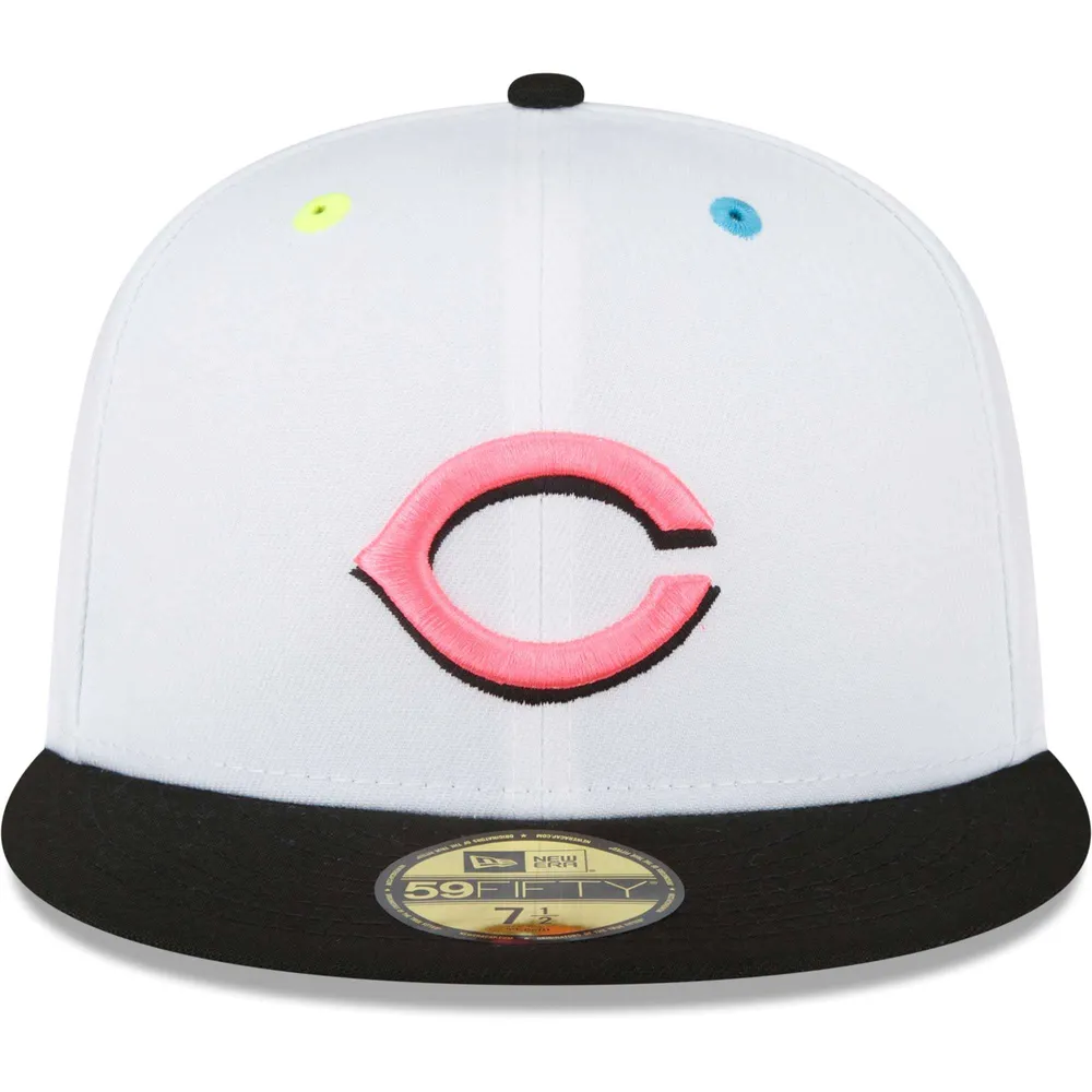 Men's New Era White Cincinnati Reds Neon Eye 59FIFTY Fitted Hat