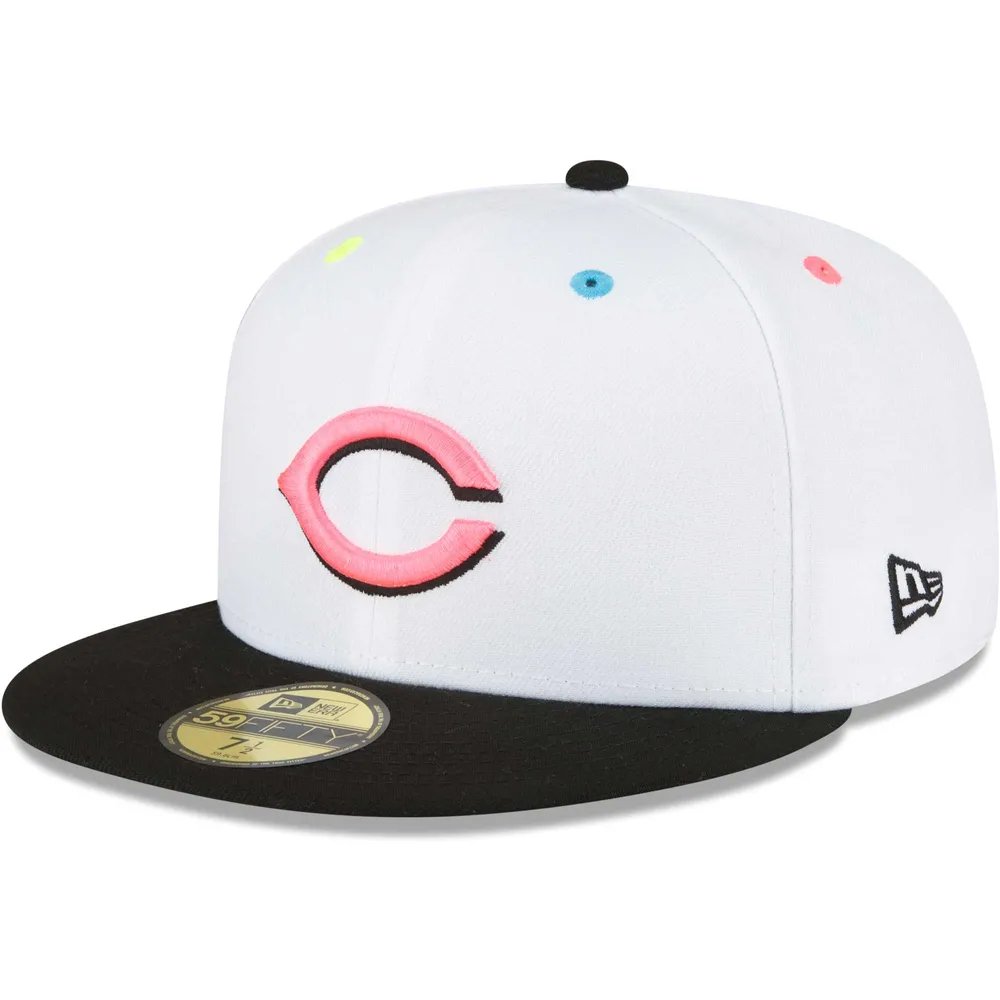 Men's New Era White Cincinnati Reds Neon Eye 59FIFTY Fitted Hat