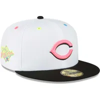 Men's New Era White Cincinnati Reds Neon Eye 59FIFTY Fitted Hat