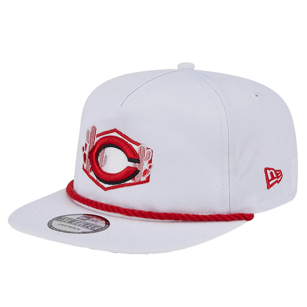 Men's New Era  White Cincinnati Reds  Palm Golfer Snapback Hat