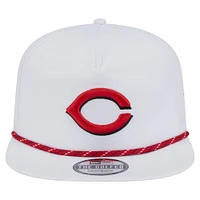 Men's New Era White Cincinnati Reds Perforated Golfer Snapback Hat