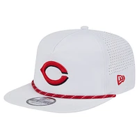 Men's New Era White Cincinnati Reds Perforated Golfer Snapback Hat