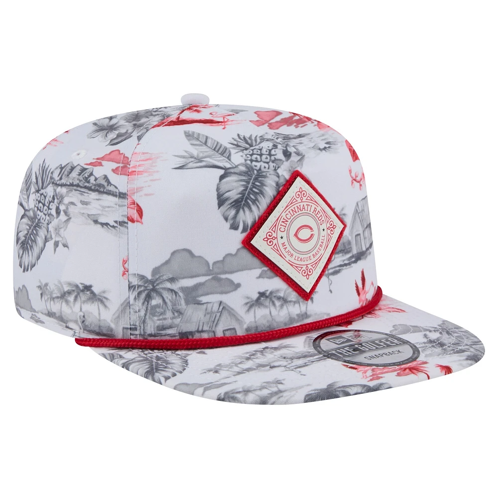 Casquette snapback Island Golfer blanche à imprimé Cincinnati Reds pour homme de New Era
