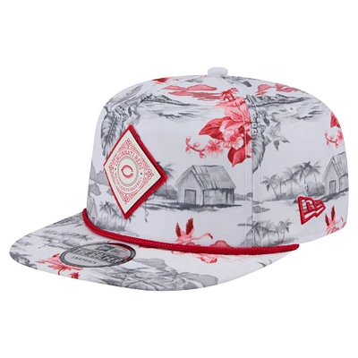Casquette snapback Island Golfer blanche à imprimé Cincinnati Reds pour homme de New Era