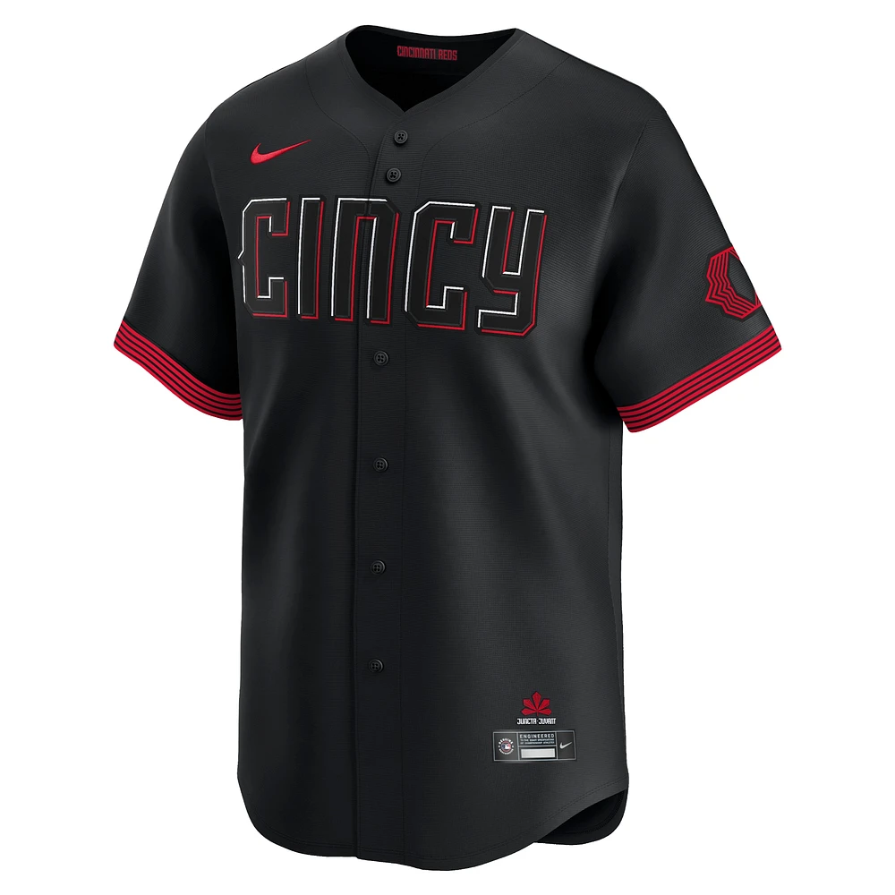 Maillot de joueur Nike Barry Larkin noir Cincinnati Reds City Connect Limited pour homme