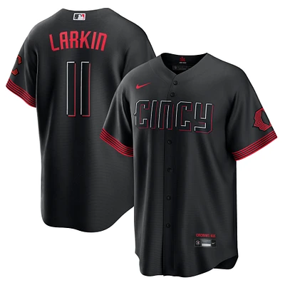 Maillot de joueur réplique Nike Barry Larkin des Cincinnati Reds City Connect pour homme, noir