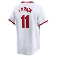 Maillot Nike Barry Larkin blanc Cincinnati Reds Throwback Cooperstown Limited pour homme