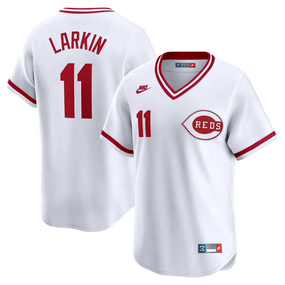 Men's Nike Barry Larkin White Cincinnati Reds Throwback Cooperstown Limited Jersey