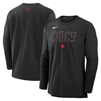 Men's Nike  Black Cincinnati Reds Authentic Collection City Connect Lightweight Player Tri-Blend Performance Long Sleeve T-Shirt