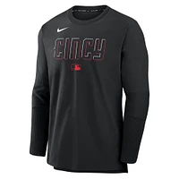 Men's Nike  Black Cincinnati Reds Authentic Collection City Connect Lightweight Player Tri-Blend Performance Long Sleeve T-Shirt