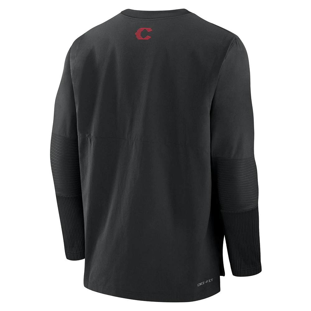 Men's Nike  Black Cincinnati Reds Authentic Collection City Connect Lightweight Player Tri-Blend Performance Long Sleeve T-Shirt