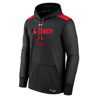 Men's Nike  Black Cincinnati Reds Authentic Collection City Connect Therma Pullover Hoodie