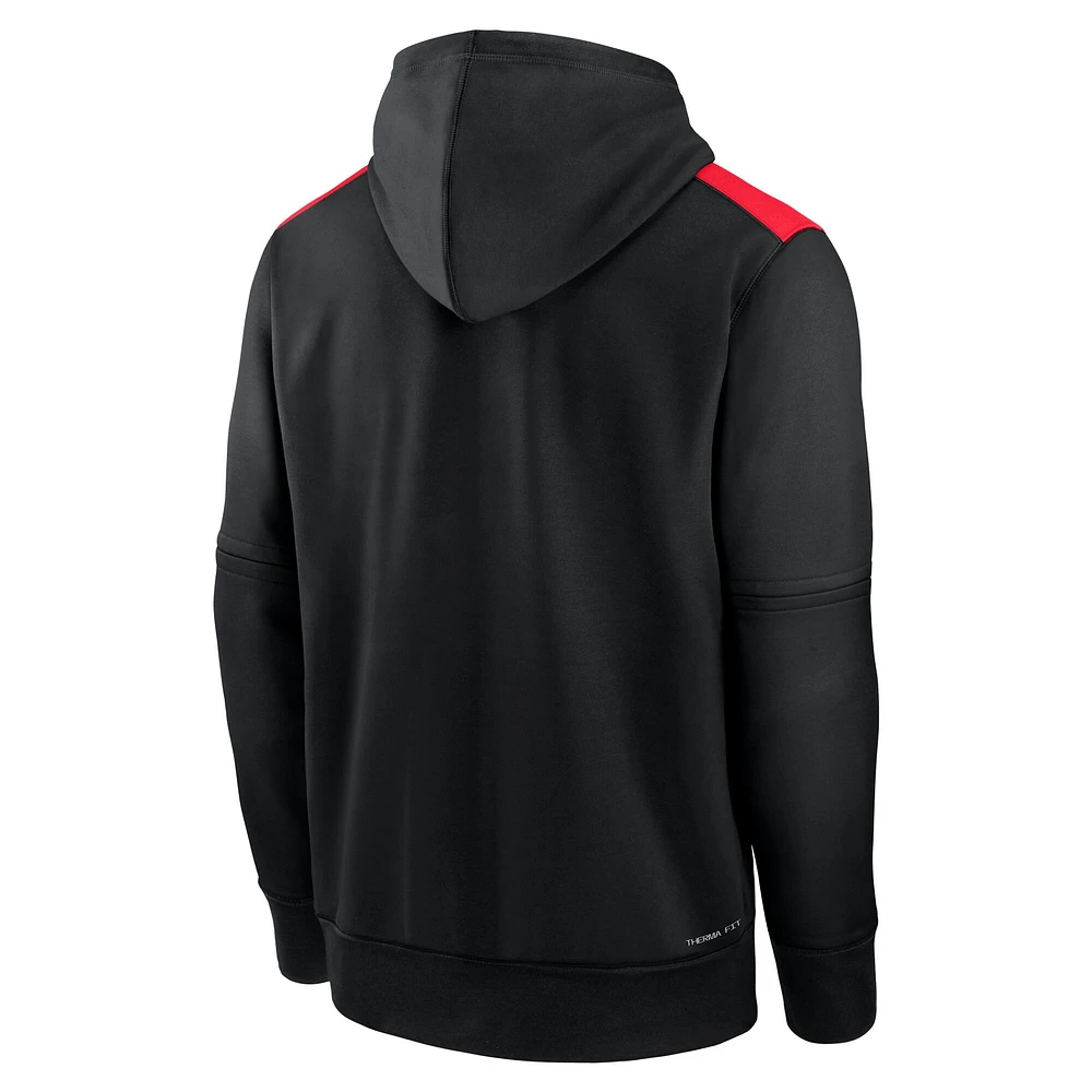 Men's Nike  Black Cincinnati Reds Authentic Collection City Connect Therma Pullover Hoodie