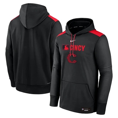 Men's Nike  Black Cincinnati Reds Authentic Collection City Connect Therma Pullover Hoodie
