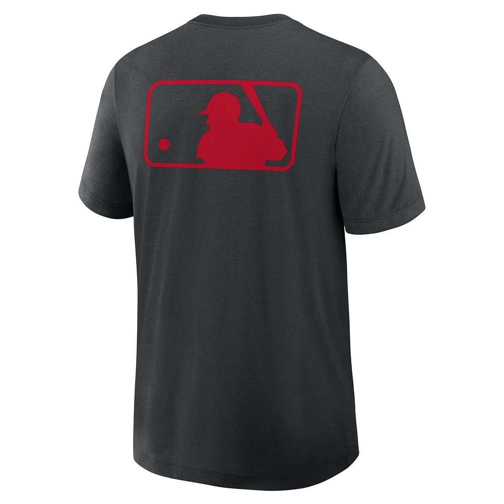 T-shirt Nike noir pour homme, collection authentique des Reds de Cincinnati, performance en tri-mélange.