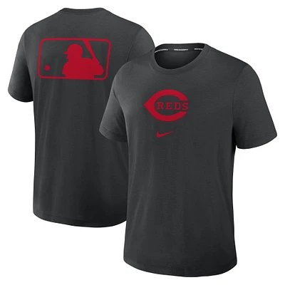 T-shirt Nike noir pour homme, collection authentique des Reds de Cincinnati, performance en tri-mélange.