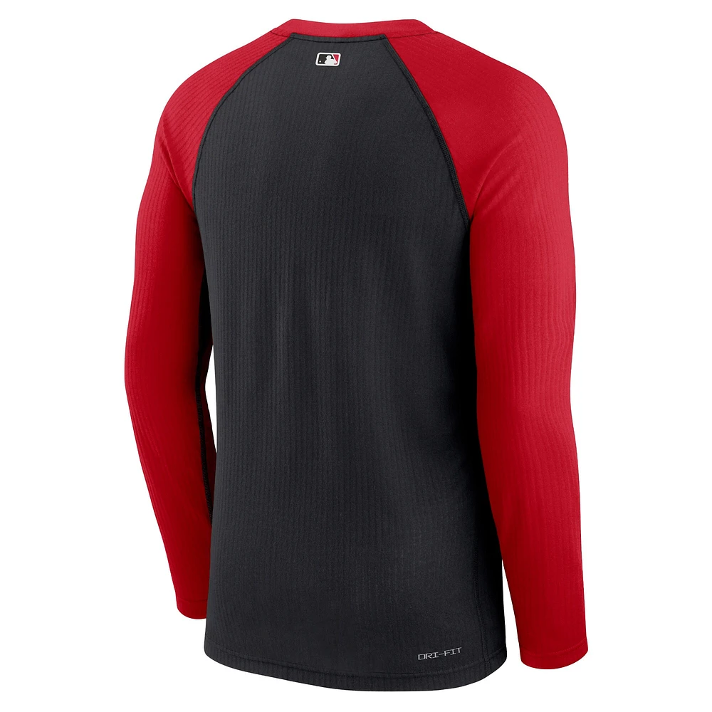 Men's Nike Black Cincinnati Reds Authentic Collection Game Raglan Performance Long Sleeve T-Shirt