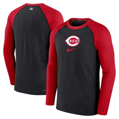 Men's Nike Black Cincinnati Reds Authentic Collection Game Raglan Performance Long Sleeve T-Shirt