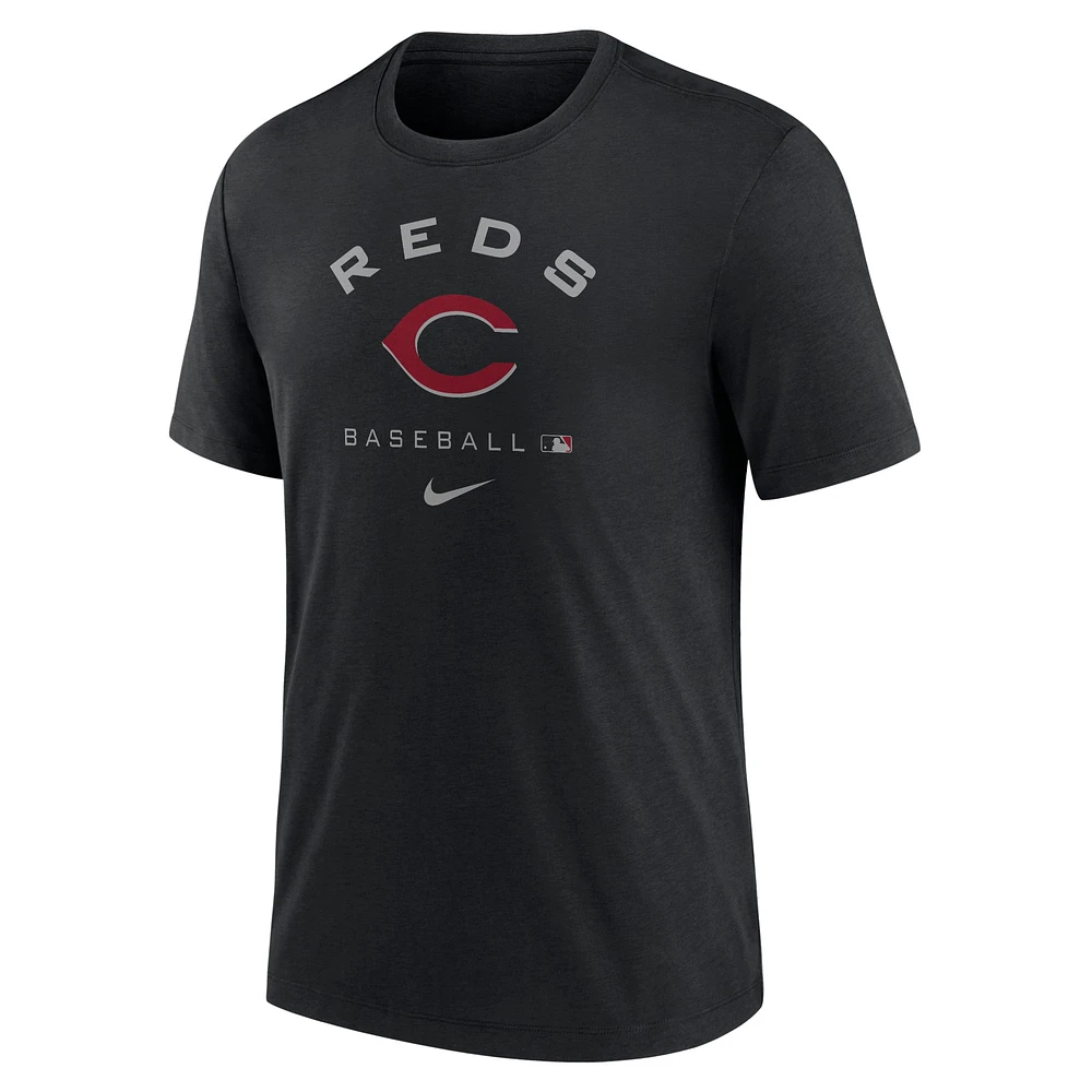 Men's Nike Black Cincinnati Reds Authentic Collection Tri-Blend Performance T-Shirt