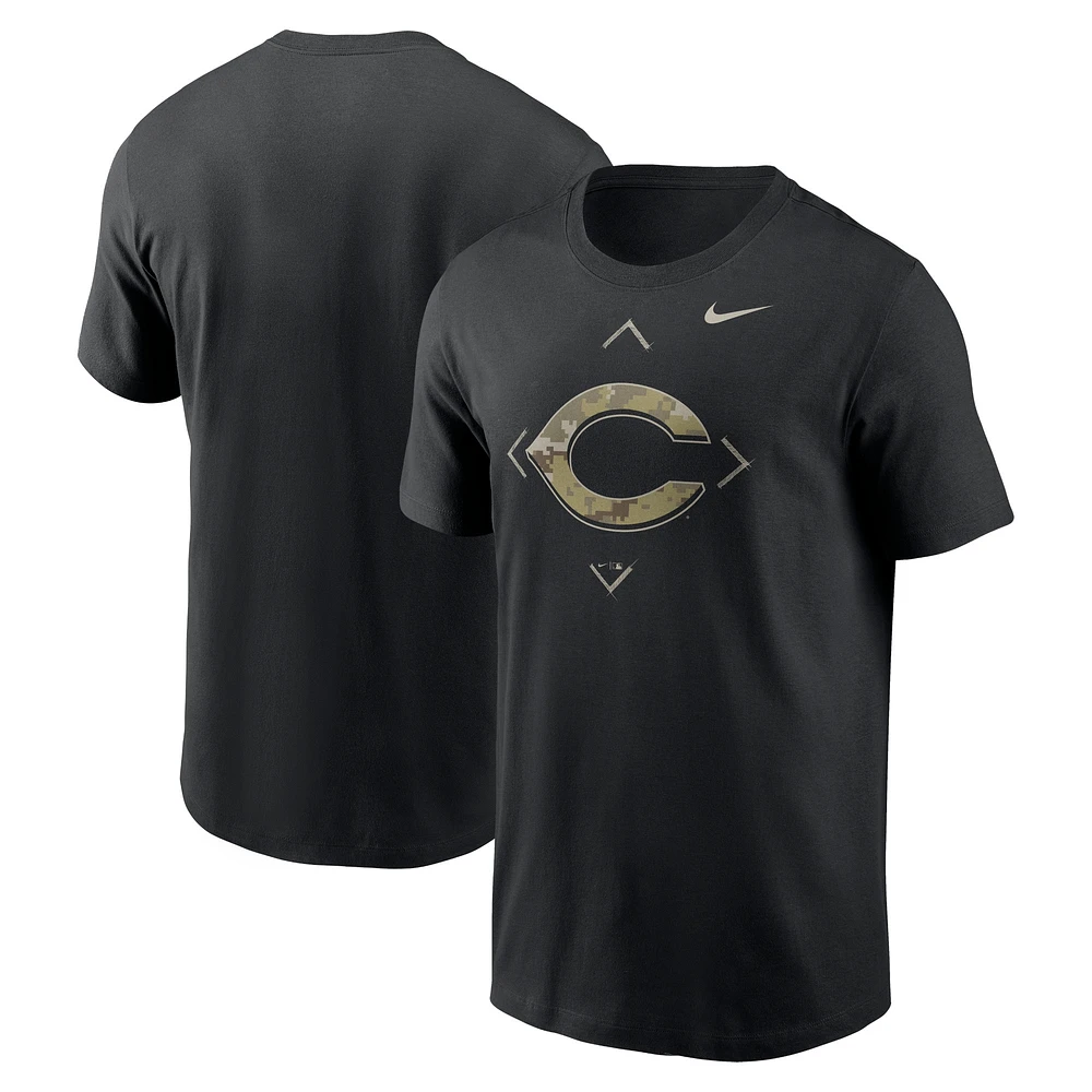 Men's Nike Black Cincinnati Reds Camo Logo T-Shirt