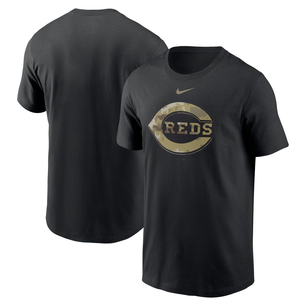 Men's Nike Black Cincinnati Reds Camo Logo Team T-Shirt