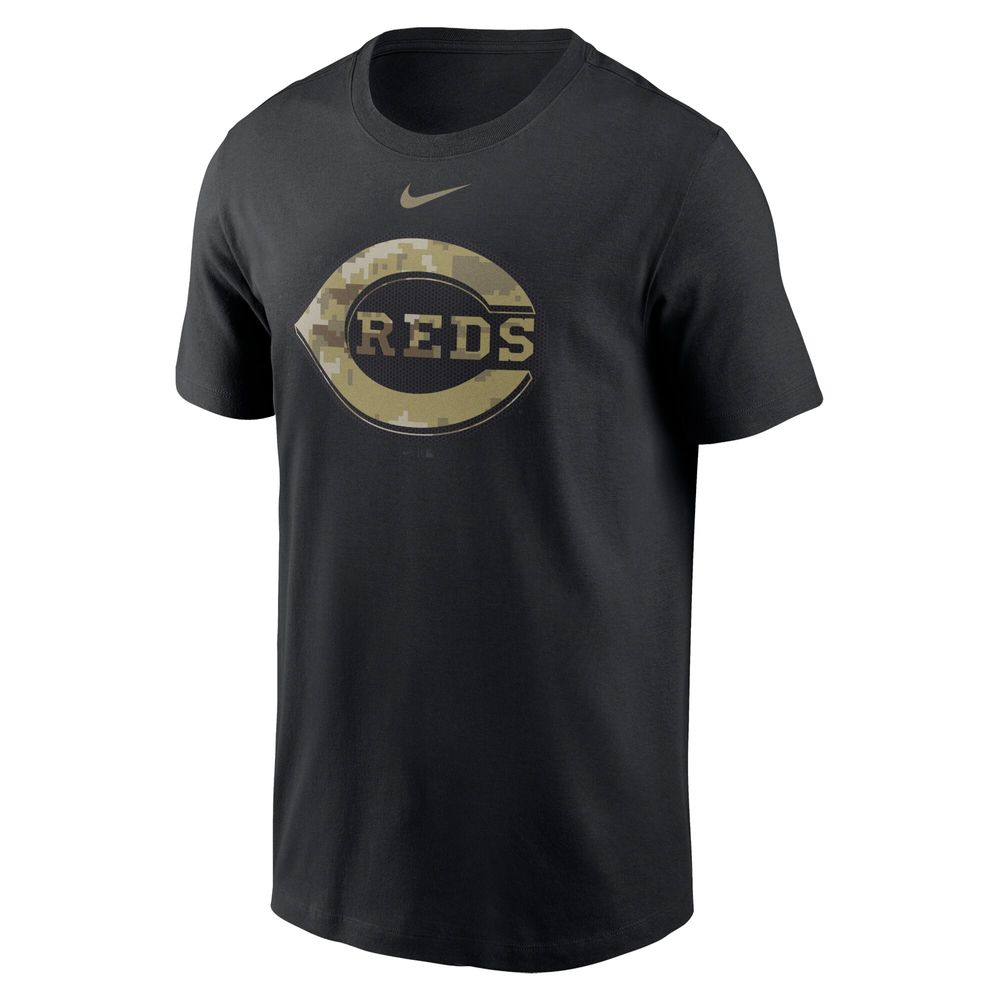 Men's Nike Black Cincinnati Reds Camo Logo Team T-Shirt