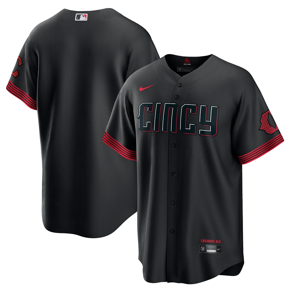 Maillot Nike noir Cincinnati Reds City Connect Replica pour homme