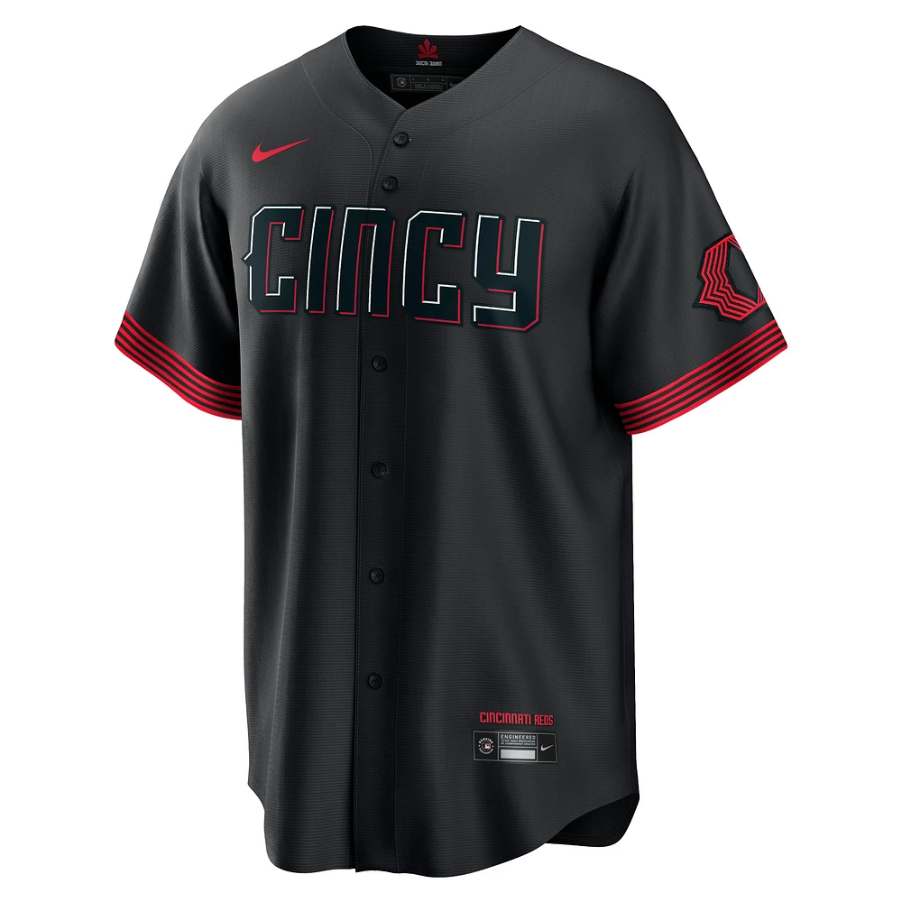 Maillot Nike noir Cincinnati Reds City Connect Replica pour homme