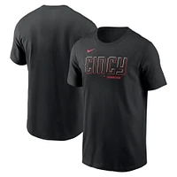 T-shirt Nike noir pour homme avec logo City Connect des Reds de Cincinnati