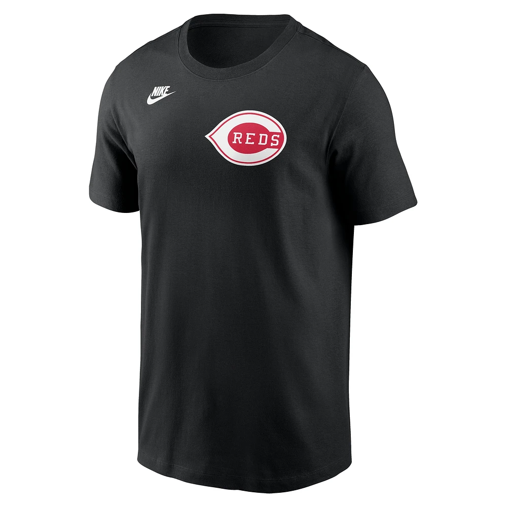 T-shirt Nike noir pour homme avec logo Cooperstown des Cincinnati Reds