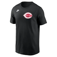 T-shirt Nike noir pour homme avec logo Cooperstown des Cincinnati Reds