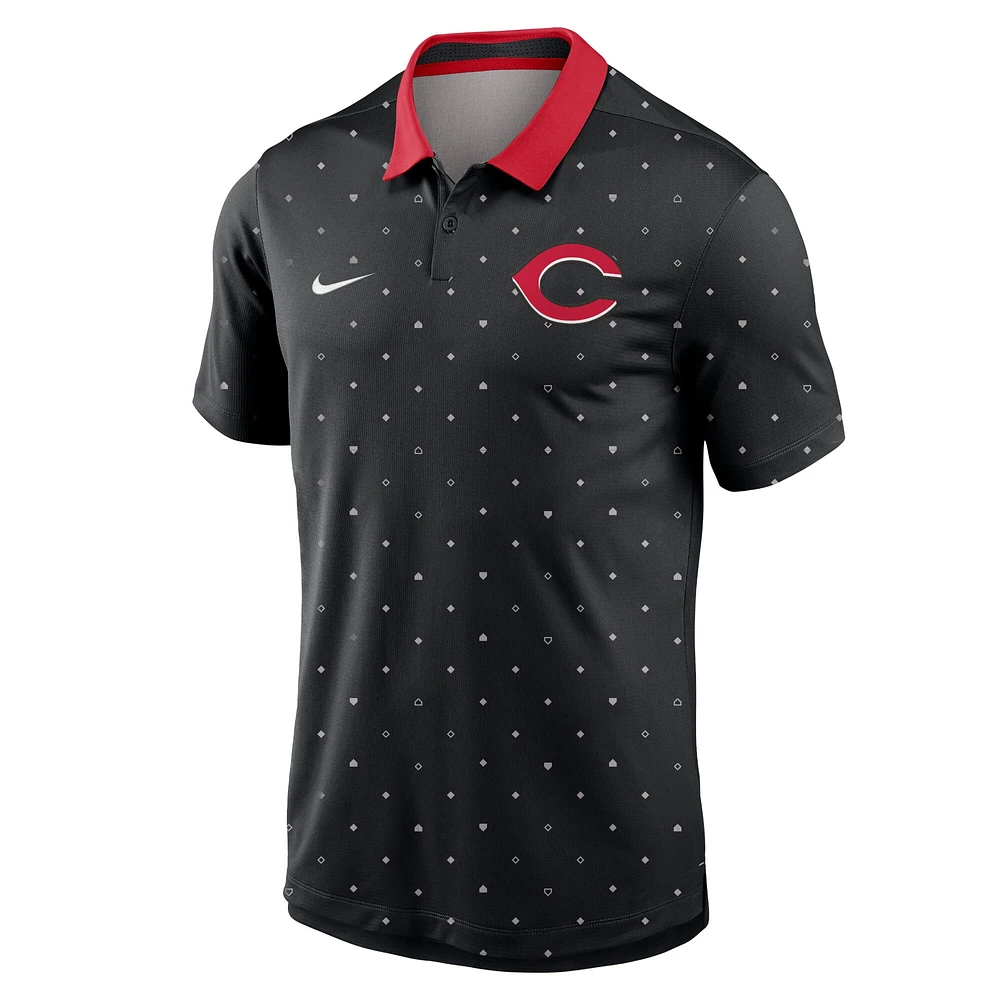 Polo Nike noir Cincinnati Reds Legacy Icon Vapor Performance pour homme