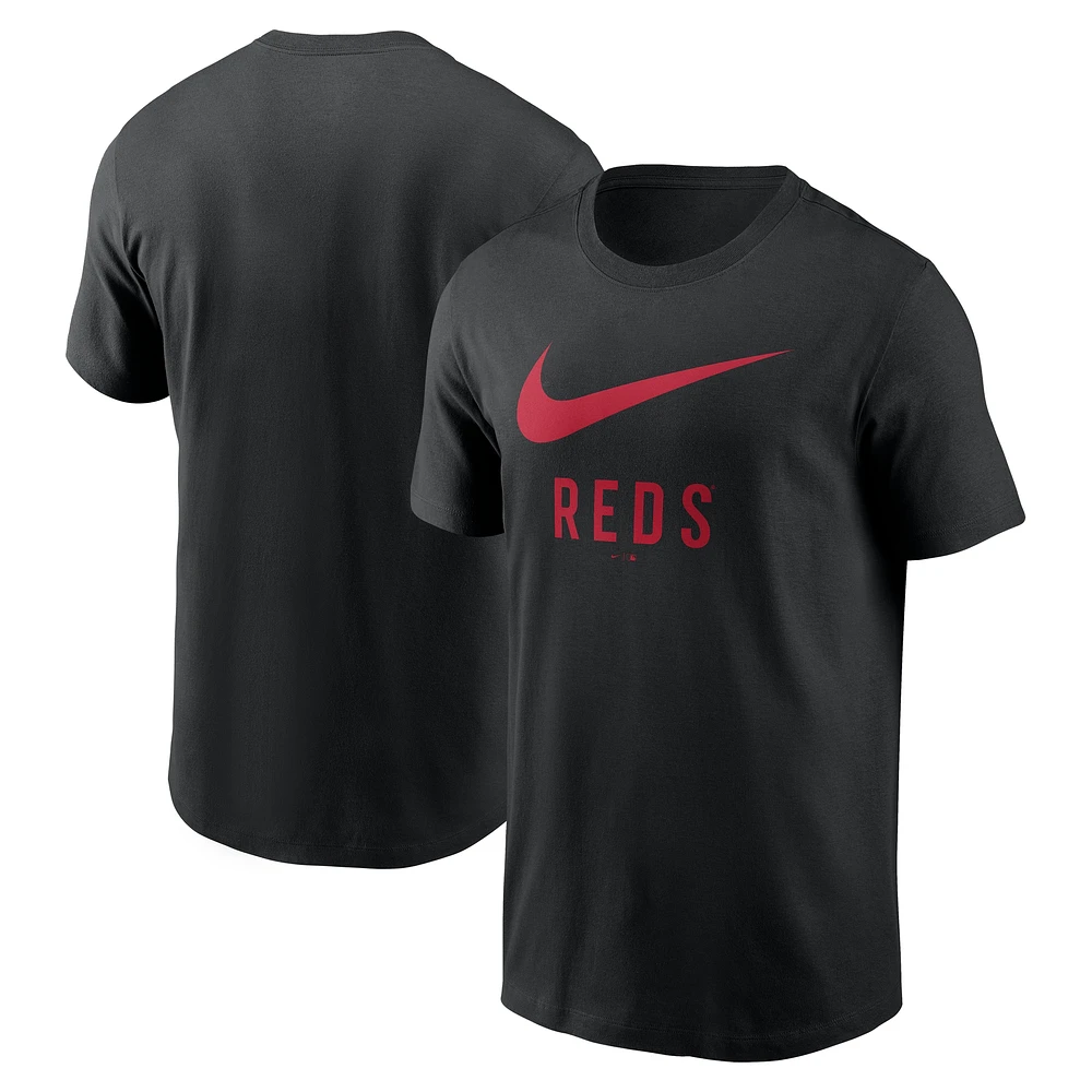 T-shirt Nike noir avec logo Swoosh des Reds de Cincinnati pour homme