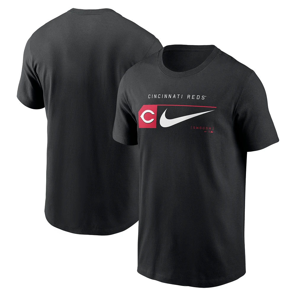 T-shirt Nike noir Cincinnati Reds Team Swoosh Lockup pour homme