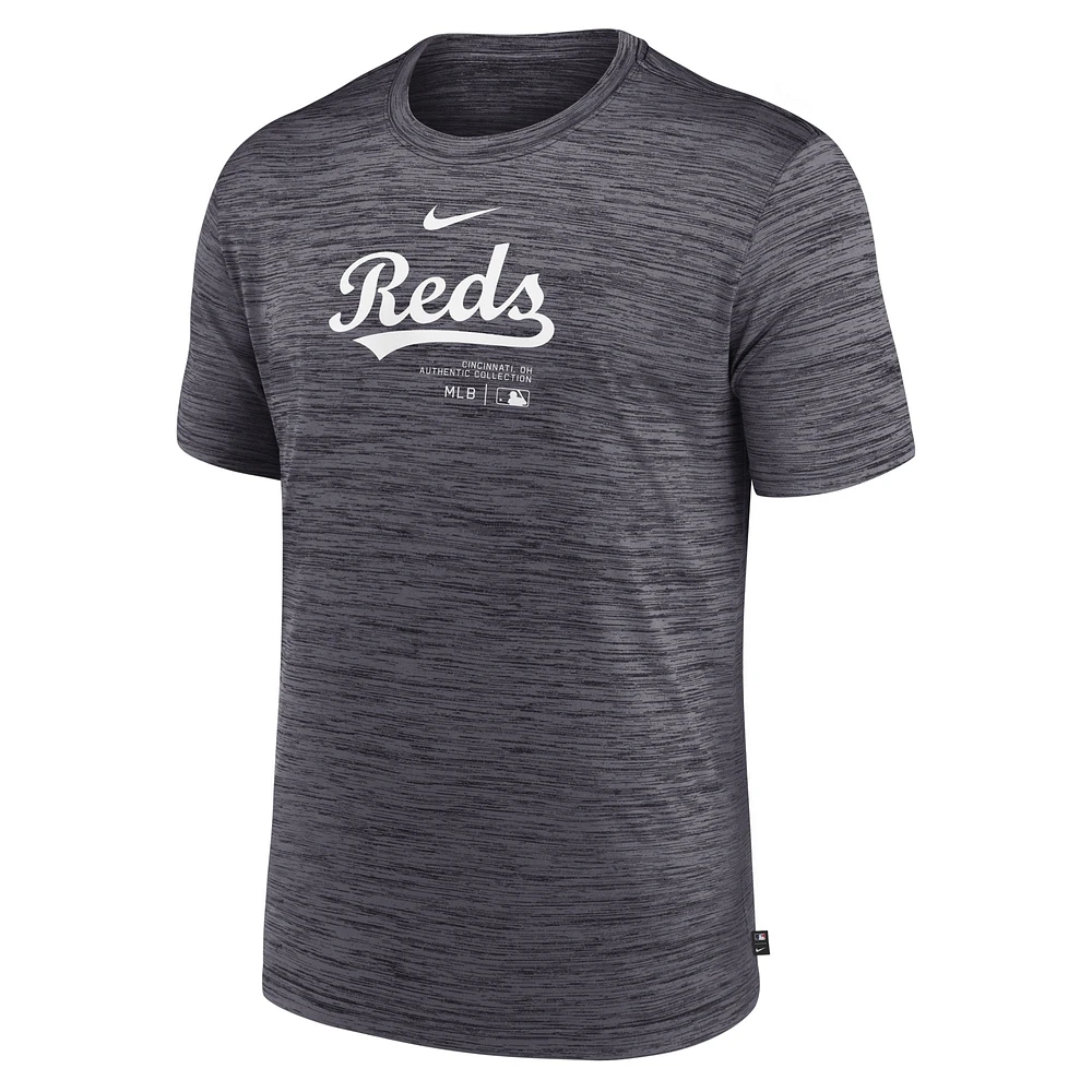 T-shirt Nike Gris Cincinnati Reds Authentic Collection Velocity Performance Practice pour homme