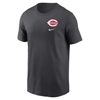 Men's Nike Charcoal Cincinnati Reds Logo Sketch Bar T-Shirt