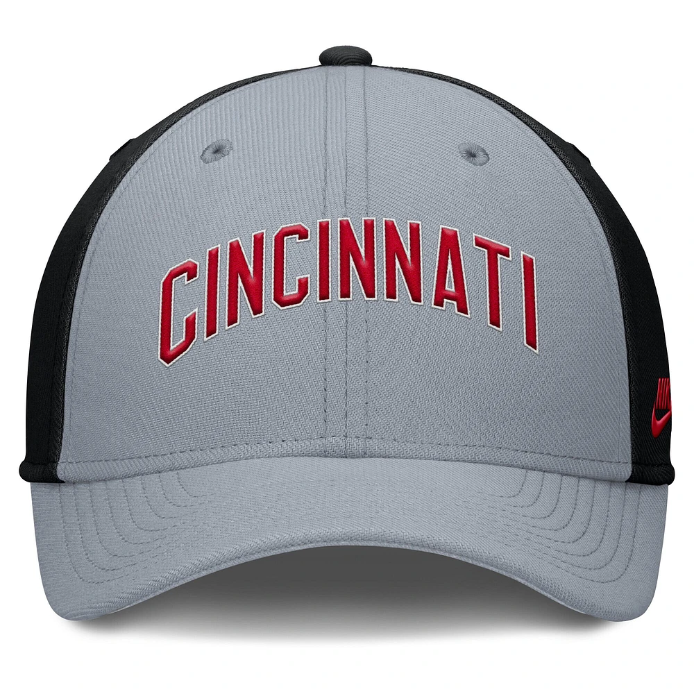 Casquette Nike Performance Flex grise/noire pour homme des Reds de Cincinnati