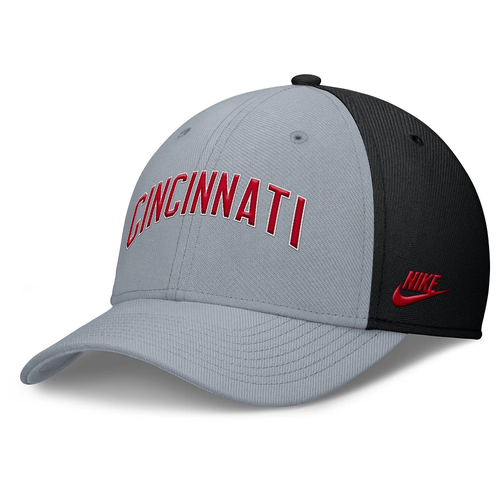 Casquette Nike Performance Flex grise/noire pour homme des Reds de Cincinnati