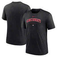 T-shirt Performance Tri-Blend Early Work des Cincinnati Reds Nike pour homme, noir chiné