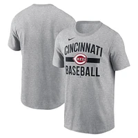T-shirt arqué Nike pour homme, gris chiné, des Cincinnati Reds