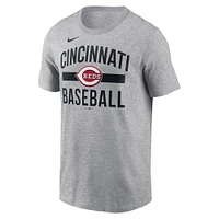 T-shirt arqué Nike pour homme, gris chiné, des Cincinnati Reds