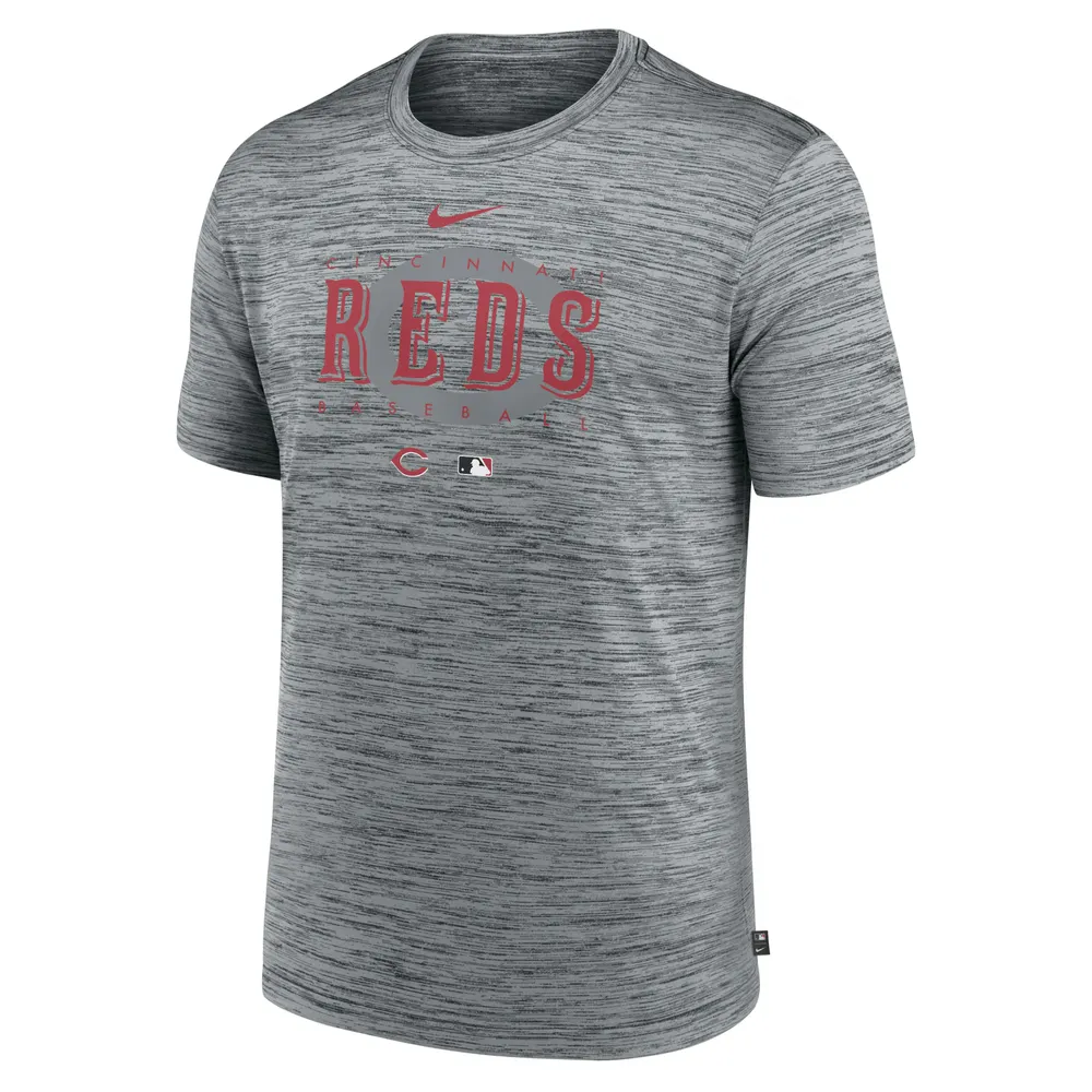 T-shirt d'entraînement pour homme Nike Cincinnati Reds Authentic Collection Velocity Performance, gris chiné