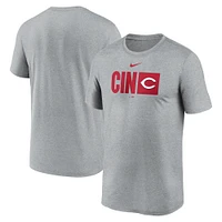 Men's Nike  Heather Gray Cincinnati Reds Tricode Legend Performance T-Shirt