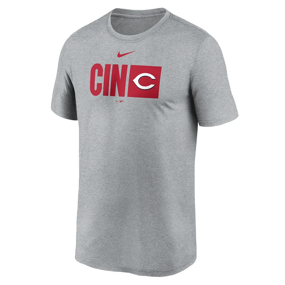 Men's Nike  Heather Gray Cincinnati Reds Tricode Legend Performance T-Shirt