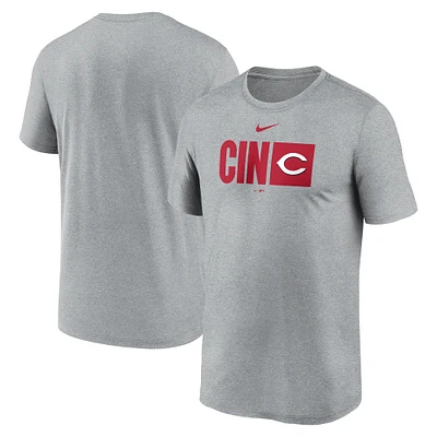 Men's Nike  Heather Gray Cincinnati Reds Tricode Legend Performance T-Shirt