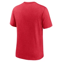 T-shirt à trois mélanges Nike Heather Red Cincinnati Reds Cooperstown Collection Local Stack pour homme